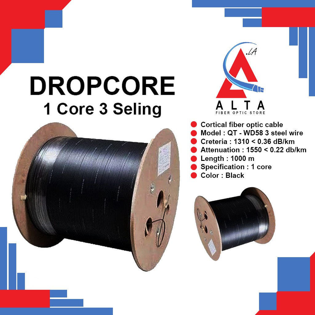Jual Kabel dropcore 1 core 3 seling corning | Shopee Indonesia