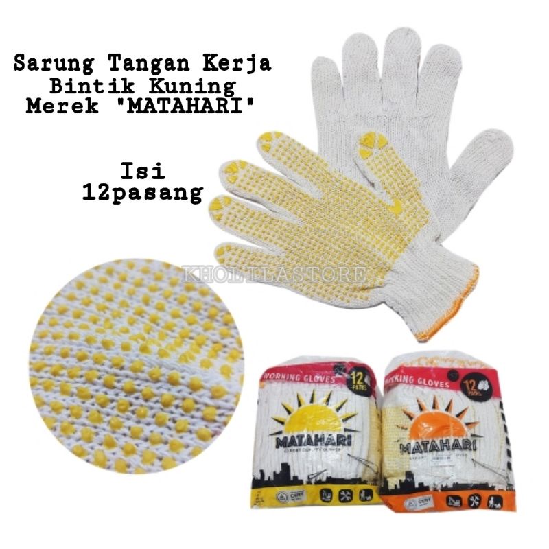 Jual (12 Pasang) Sarung Tangan Bintik Kuning Matahari | Shopee Indonesia