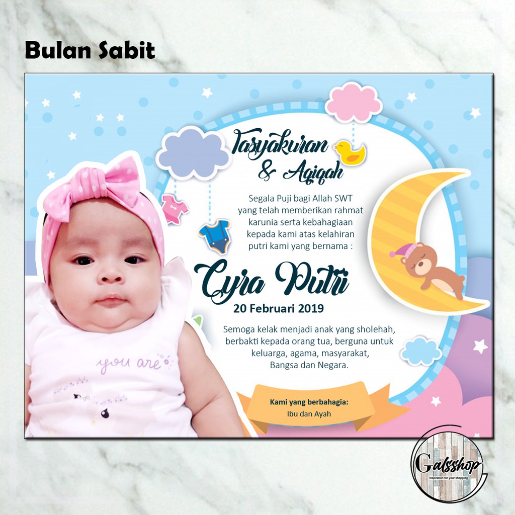 Jual Kartu Aqiqah / Tasyakuran Card / Stiker Aqiqah Bulan Sabit ...