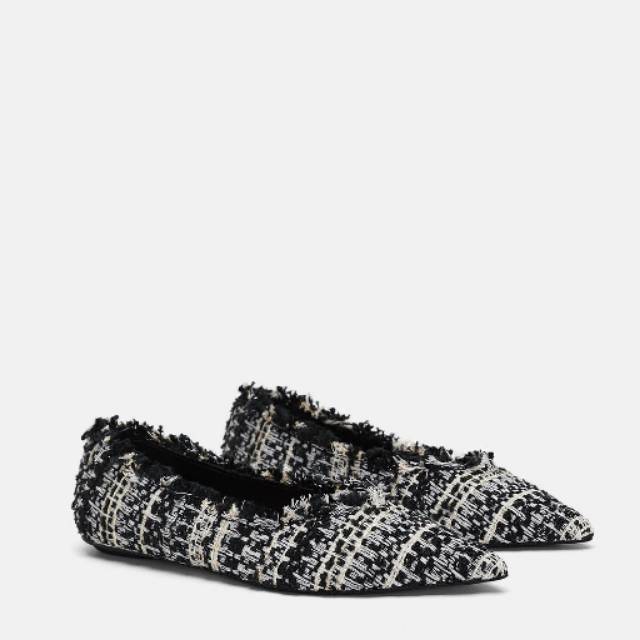 Zara tweed flat store shoes