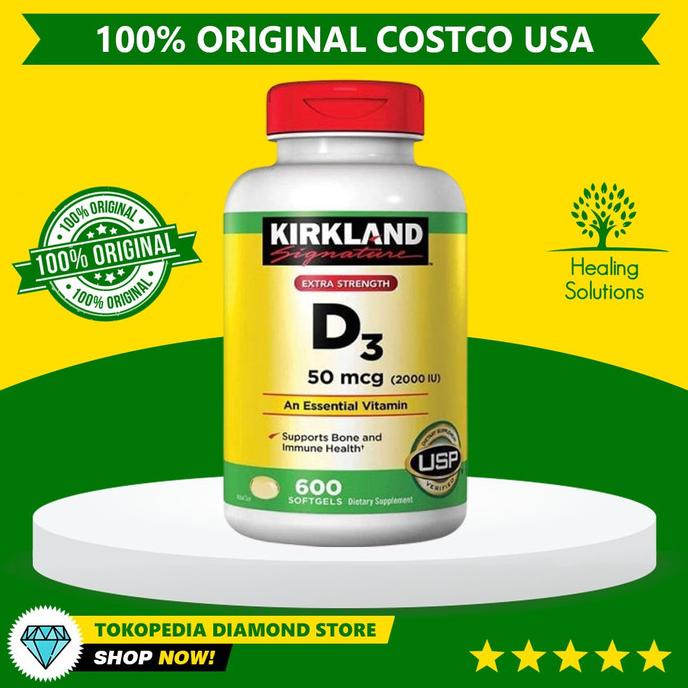 Jual Kirkland Vitamin D3 Extra Strength 2000 iu 600 Softgels Original