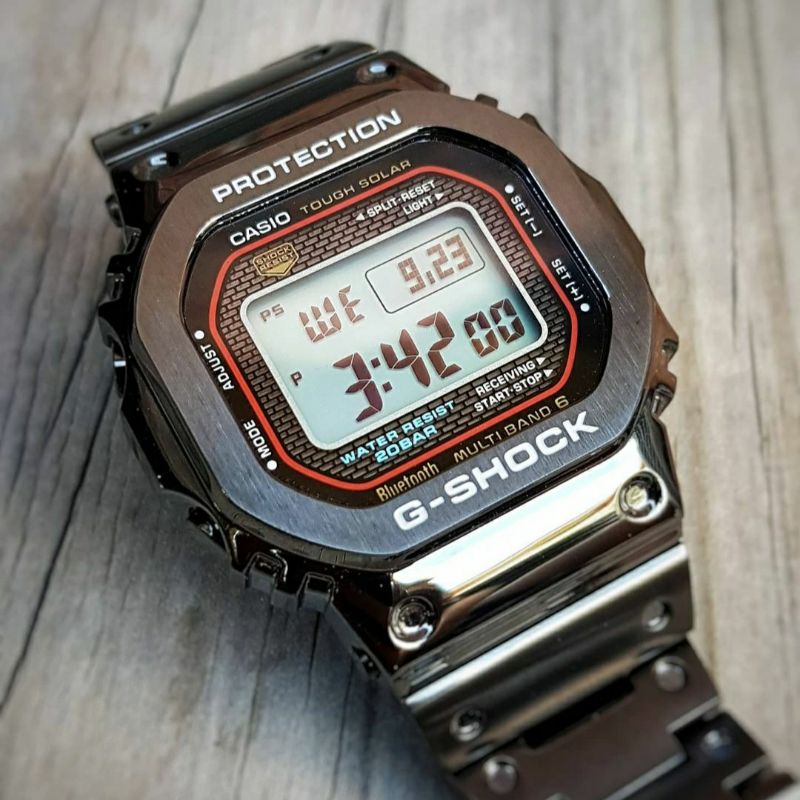 Jam Tangan Pria Casio G-Shock B5000 Digital Rantai Silver Stainless Steel  Ori Bm Non Tough Solar