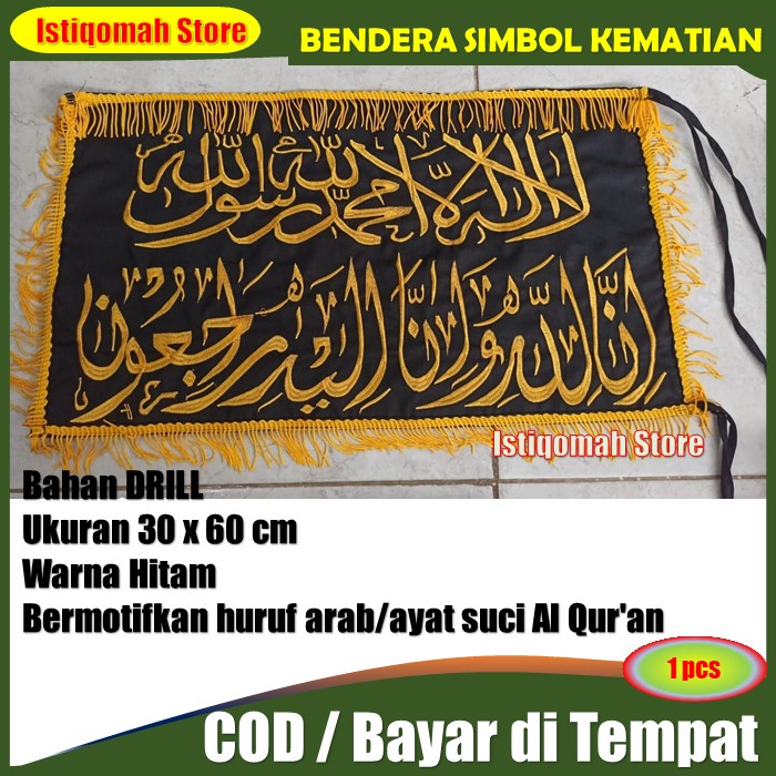 Jual Bendera Simbol Kematian Warna Hitam Kaligrafi Full Bordir TERLARIS ...