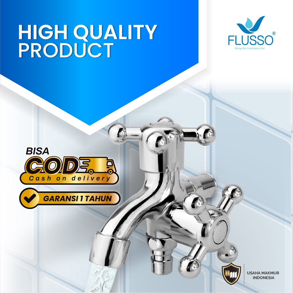 Jual Flusso Flusso Kran Shower Cabang Kran Air Tembok Double Kran Shower Kran Pb Kdb Zc