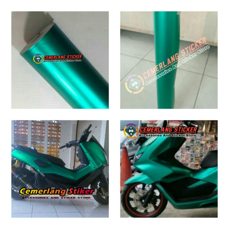 Jual Stiker Skotlet Motor Hijau Tosca Metalik Dop Kualitas Premium