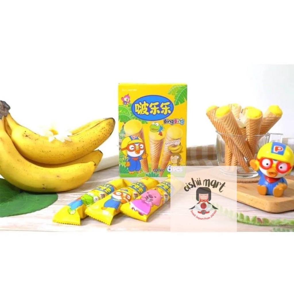 Jual Pororo Bingbing Ice cone Banana Snack / cemilan / snack impor ...