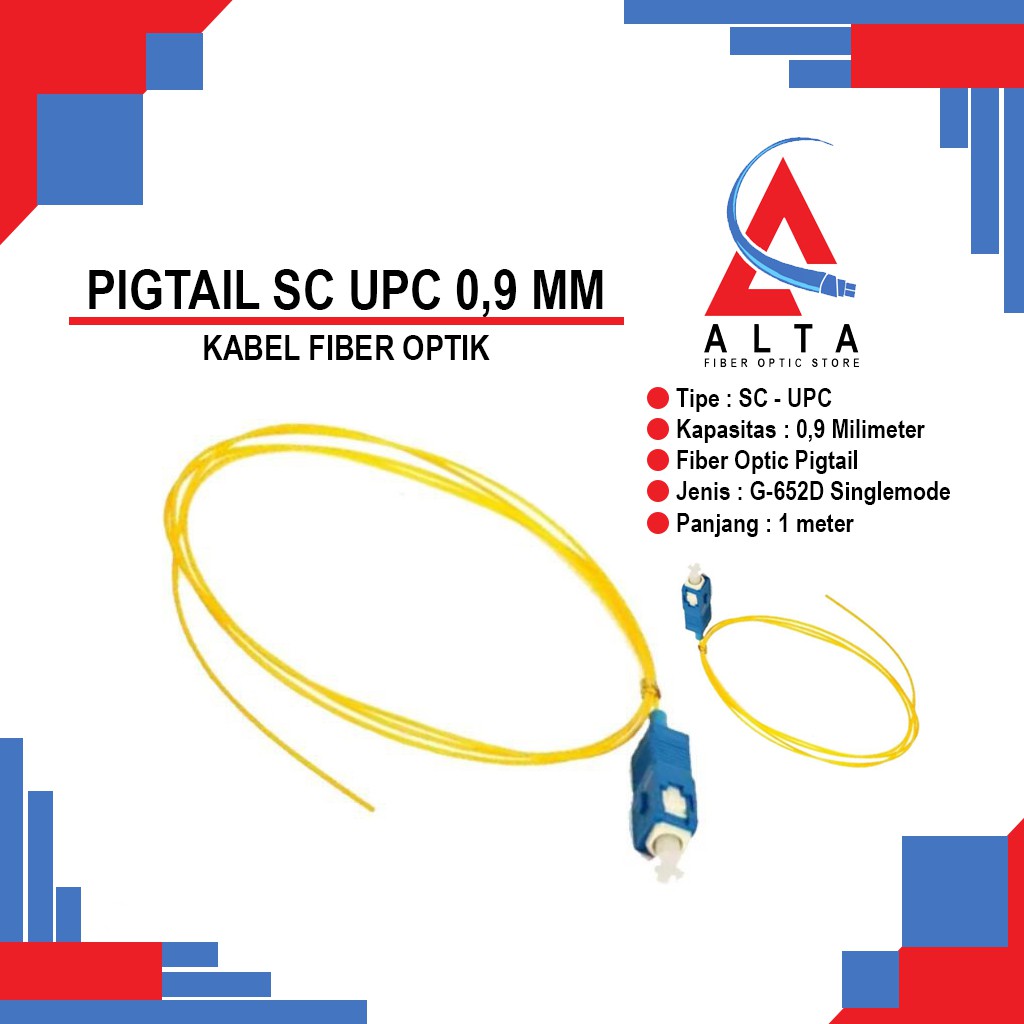 Jual Pigtail SC UPC 0,9mm panjang 1m kabel fiber optik | Shopee Indonesia