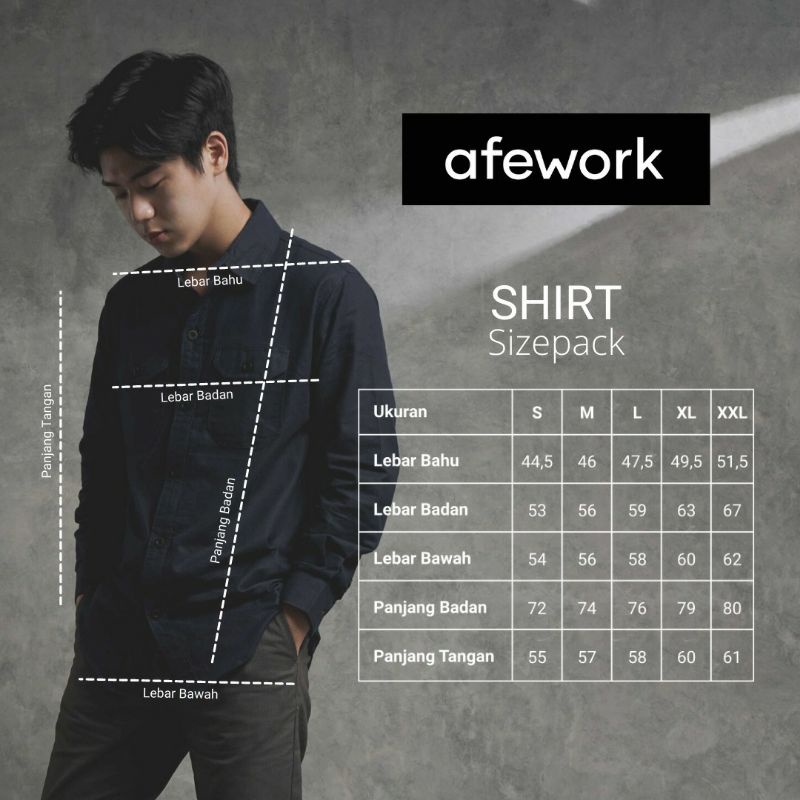 Jual Hem Hitam Putih Polos Pria by Afework Shirt 01 Premium | Shopee ...