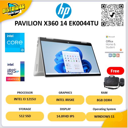 Jual HP PAVILION X360 14 EK0044TU 2IN1 TOUCH I3 1215U 8GB 512SSD 14 ...