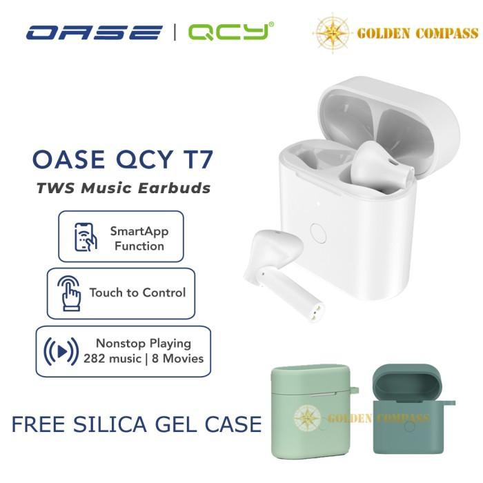 anahepengbek OASE QCY T7 TWS Earbuds OPPO Official Free Silica Gel Case Verdancy Murah