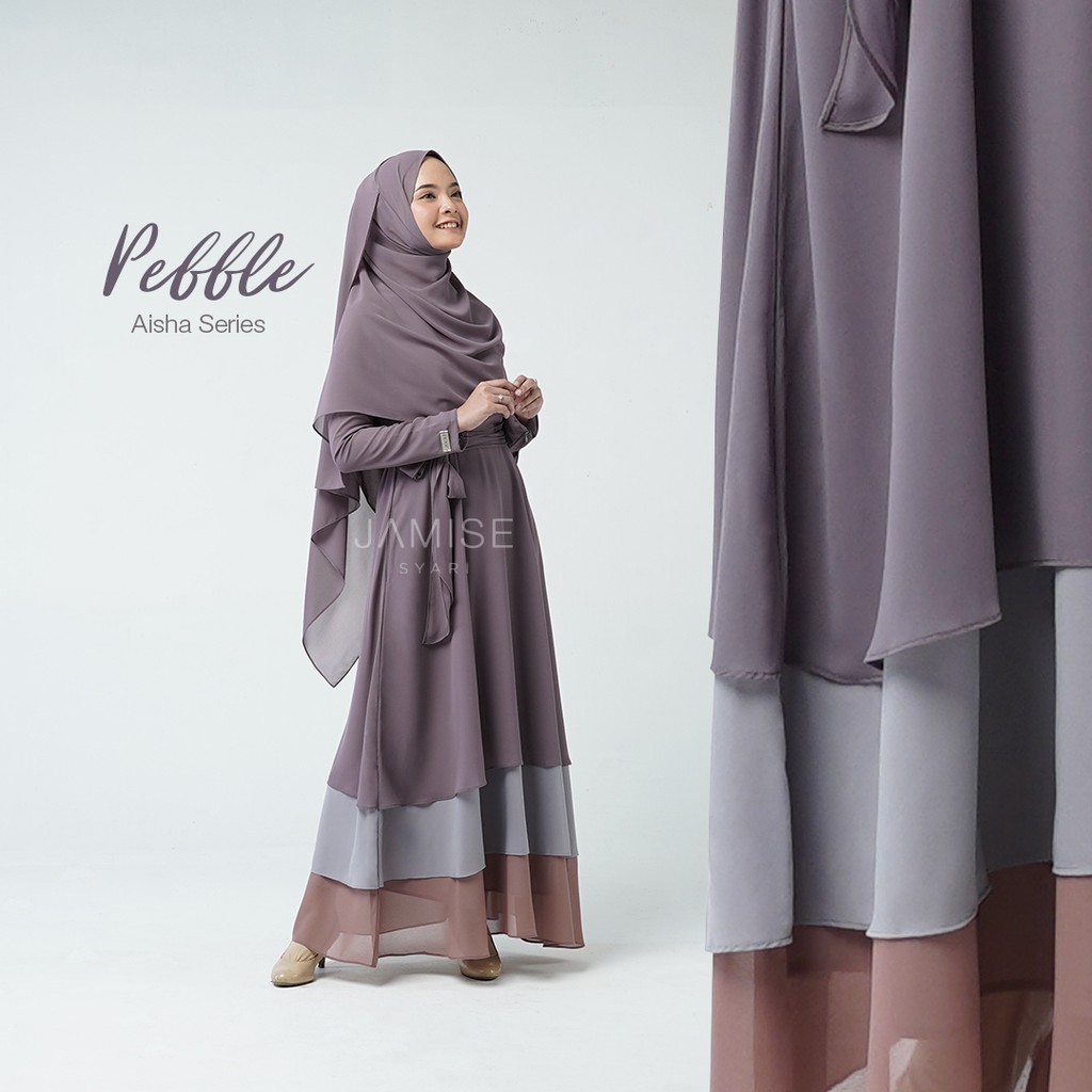 Jual Jamise Aisha Series I Gamis Set Ceruty Layer Pebble Shopee Indonesia