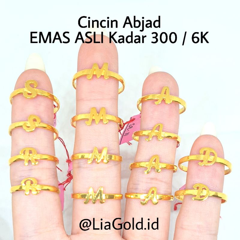 Jual Cincin Huruf Emas Asli Kadar 300 6k Toko Mas Lia Gold Bekasi