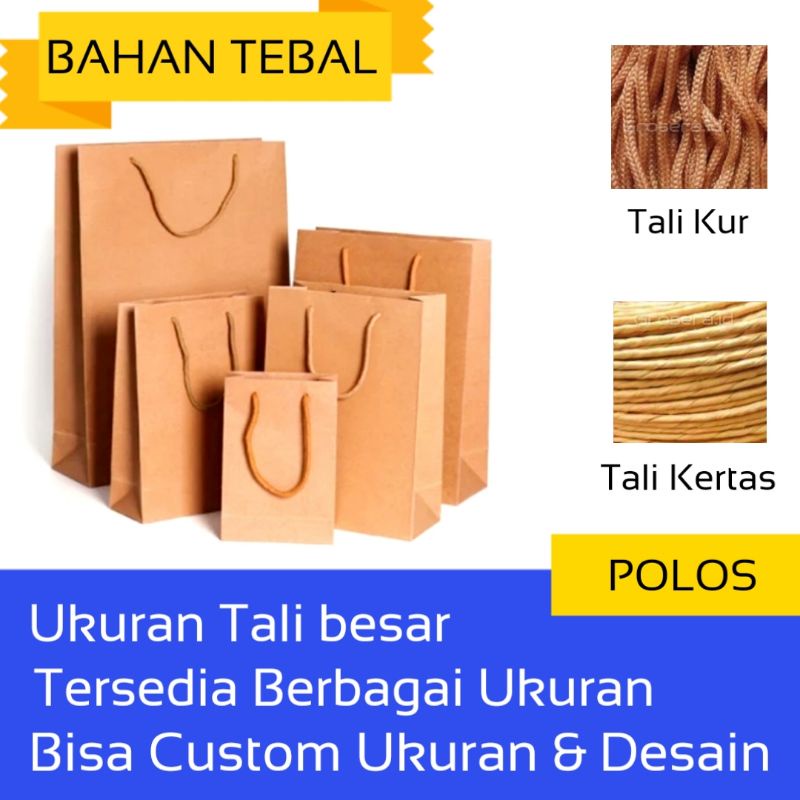 Jual Paper Bag Tas Kertas Coklat Polos Custom Bahan Kraft Tebal Aneka ...