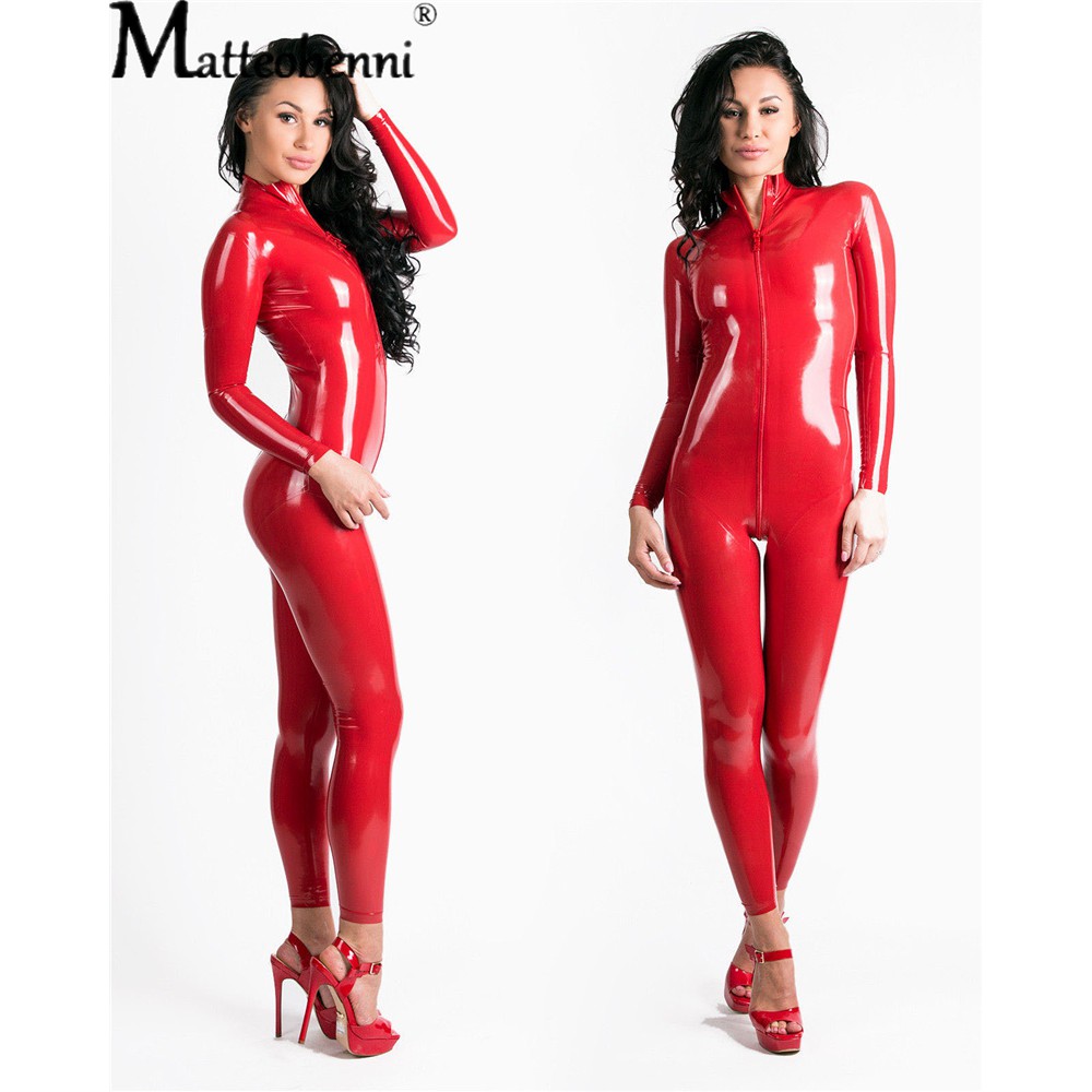 Jual Sexy Hot Women Faux Leather Catsuit Pvc Latex Lingerie Bodysuit Zipper Open Crotch 4419