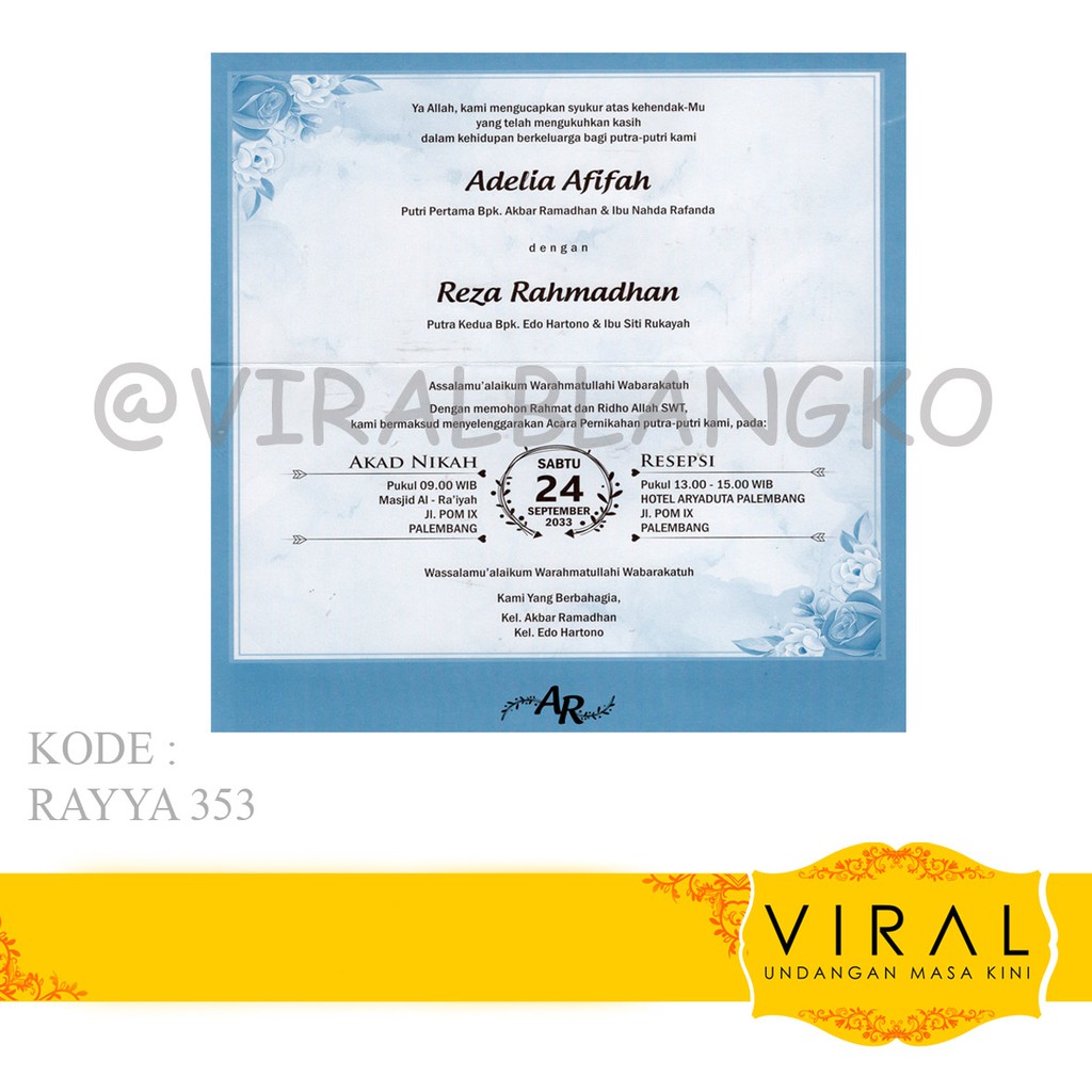 Jual Blangko Undangan Pernikahan Rayya 353 Harga Murah | Shopee Indonesia