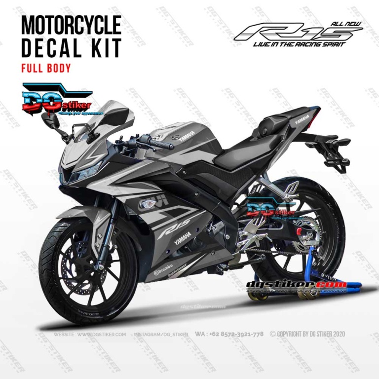 Jual Modif Striping Full Body R15 V3 GIVI Silver DG Stiker | Shopee ...