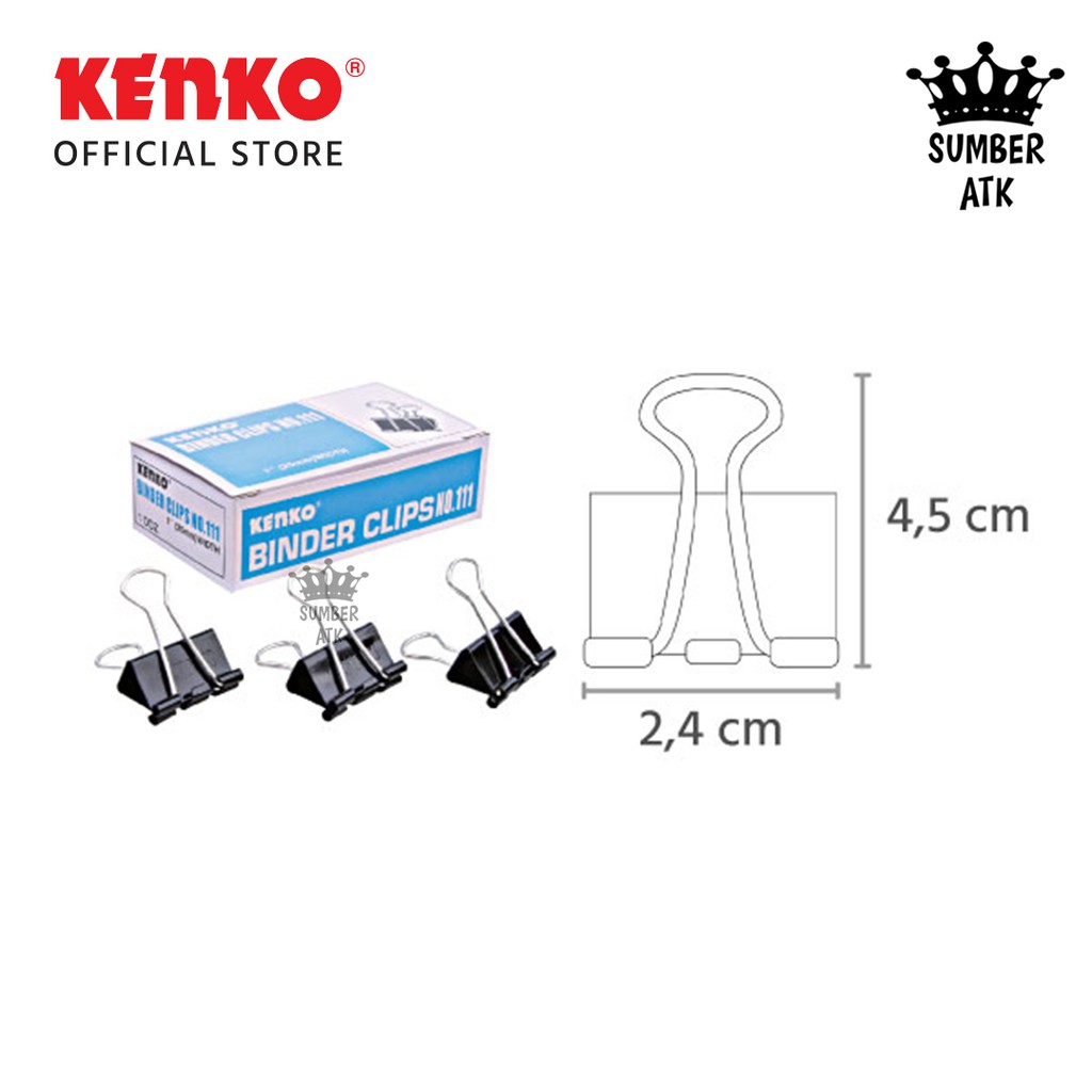 Jual BINDER CLIP KENKO No.111 / Jepitan Kertas 1 Box isi 12 pcs