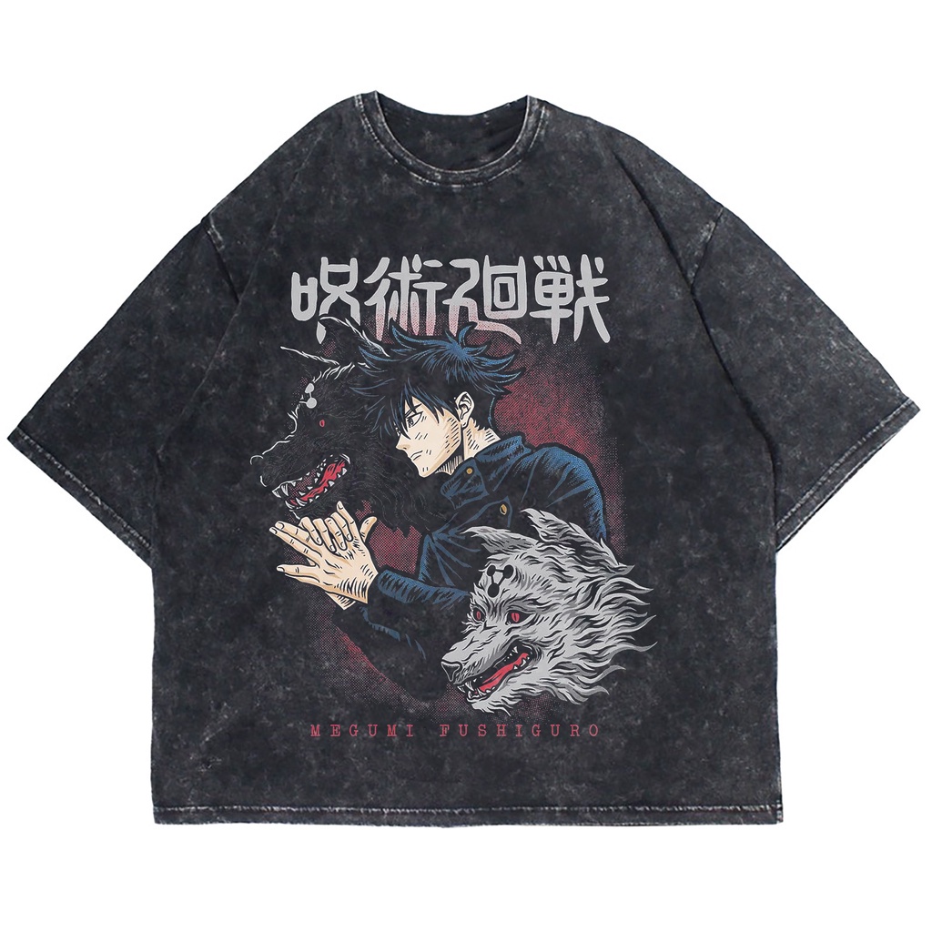 Jual Kaos Oversize Anime Jujutsu Kaisen Megumi Fushiguro Washing Vintage Tee T Shirt Oversize 3314