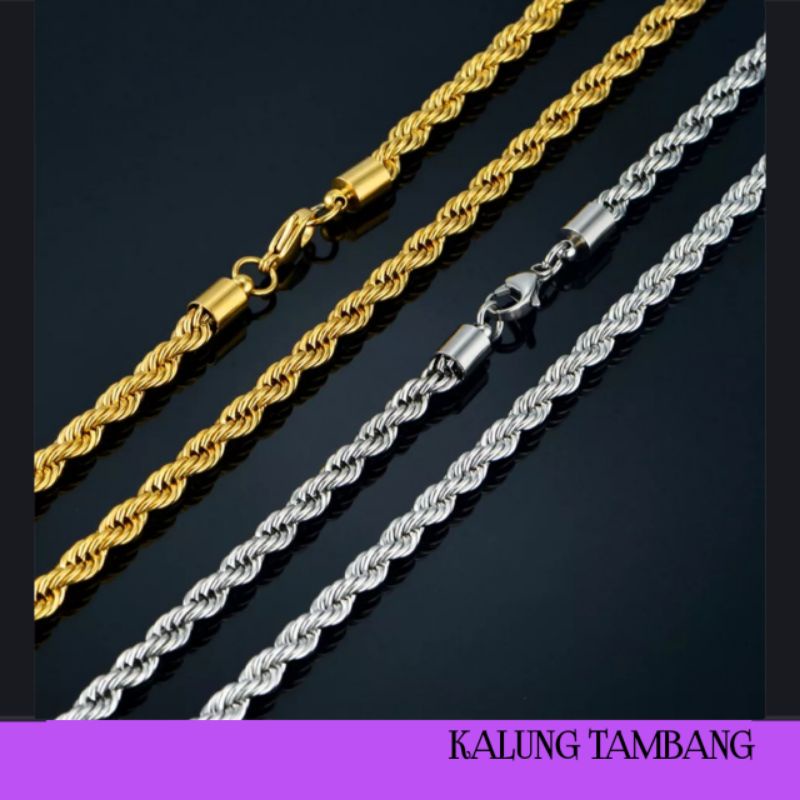 Jual Kalung Titanium Gold Model Tambang Anti Karat Dan Anti Luntur