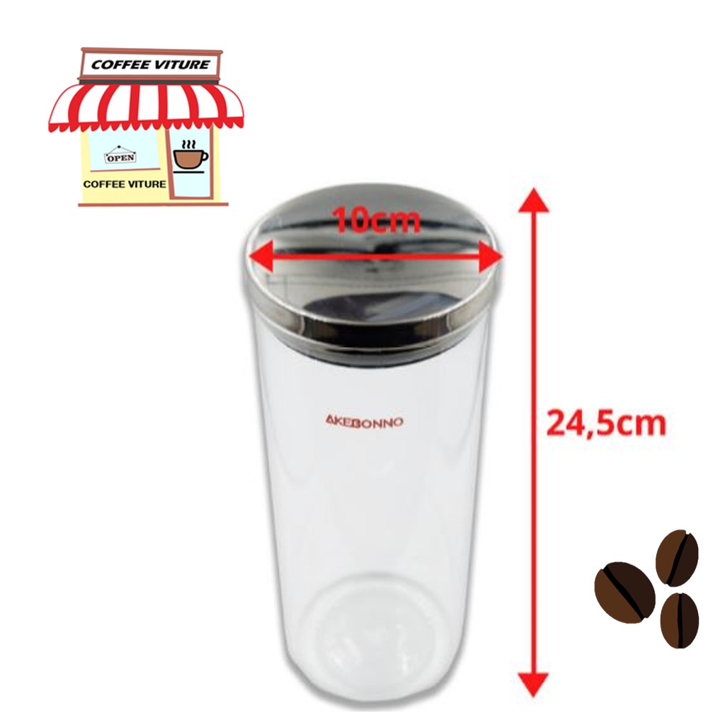 Jual AKEBONNO COFFEE CANISTER TEA AIRLOCK SEALER TOPLES KACA KOPI 1200