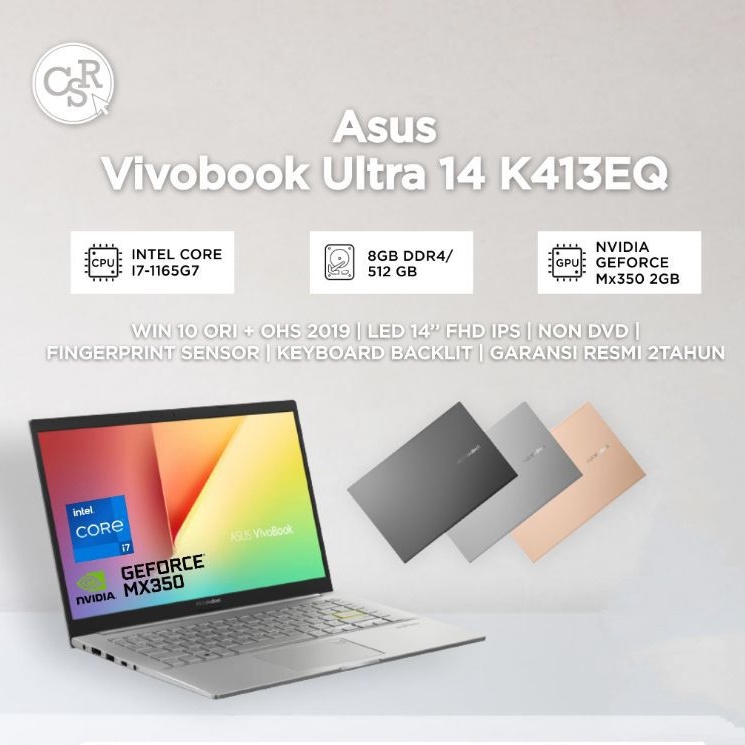 Jual Laptop Asus Vivobook Ultra K413eq Intel Core I7 1165g7 Ram 8gb Ssd 512gb Vga Nvidia Geforce