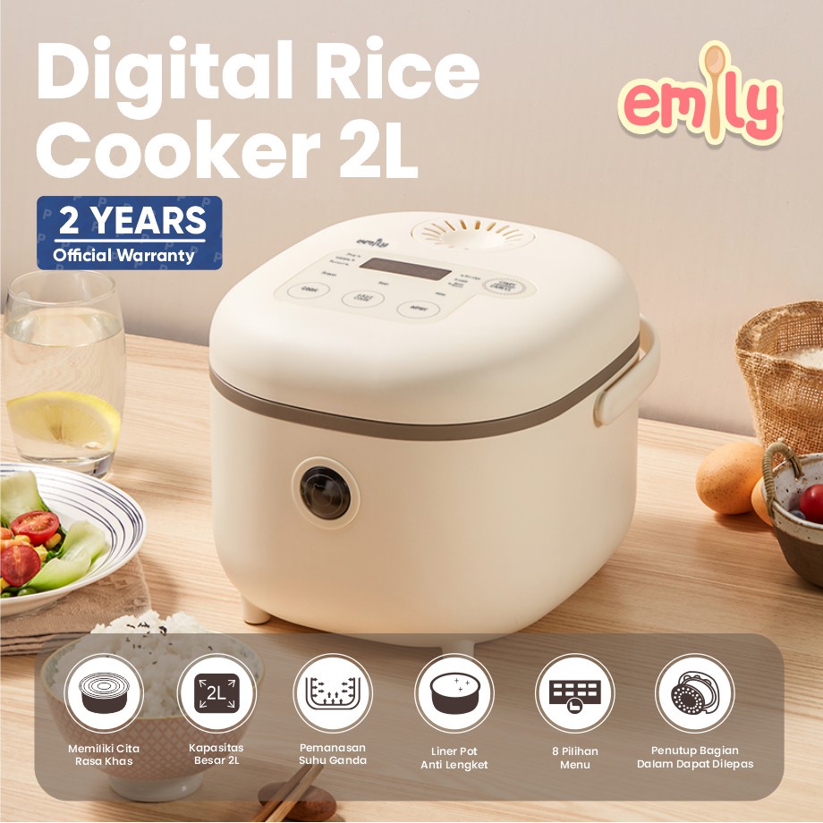 Jual Makassar - Emily Digital Rice Cooker 2L/Penanak Nasi Multifungsi