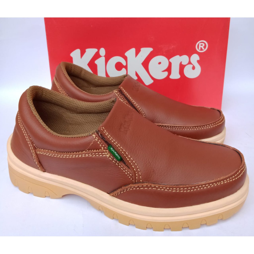 Jual Sepatu Kickers Kulit Pria Asli Original Casual Santai Kasual Slip