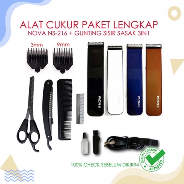 Jual PAKET LENGKAP Alat Cukur Rambut Elektrik /Hair Clipper NOVA Ns 216 ...