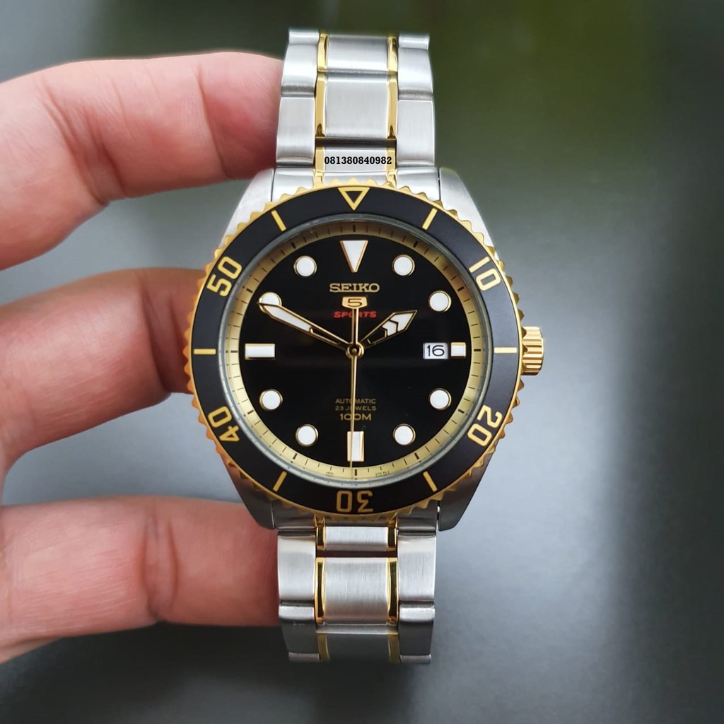 Seiko 5 Sports SRPB94K1 SRPB94 Submariner Black Gold Original