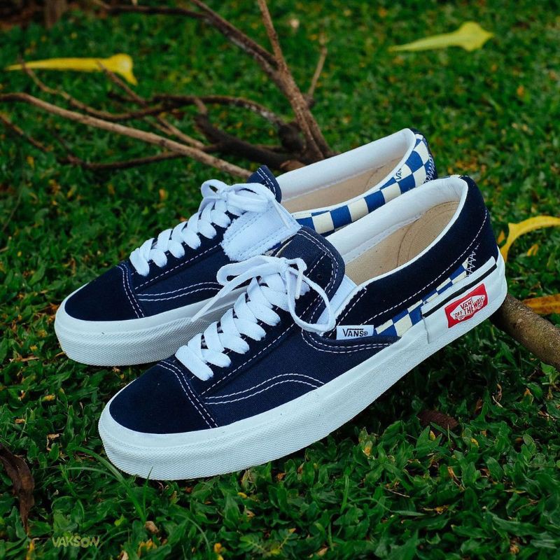 Vans cut and paste navy top