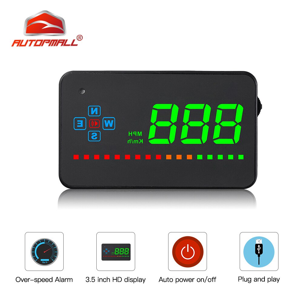 Jual PREORDER HUD 3.5 inch GPS Car Head Up Display Speed Alarm Compass ...