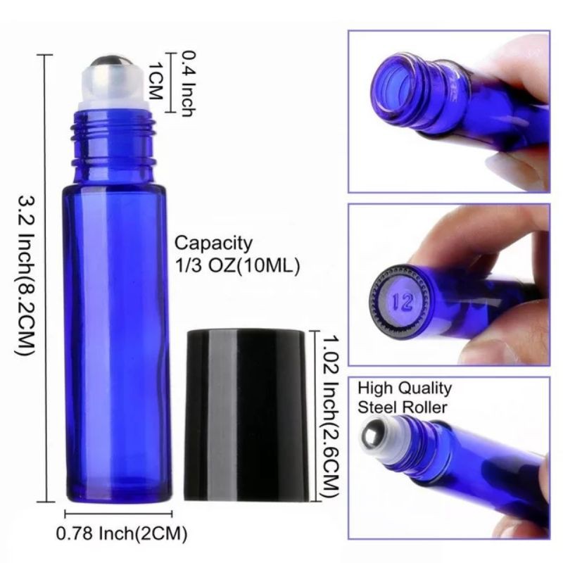 Jual Botol Roll on 10ml Kaca Biru Tebal Premium import | Shopee Indonesia