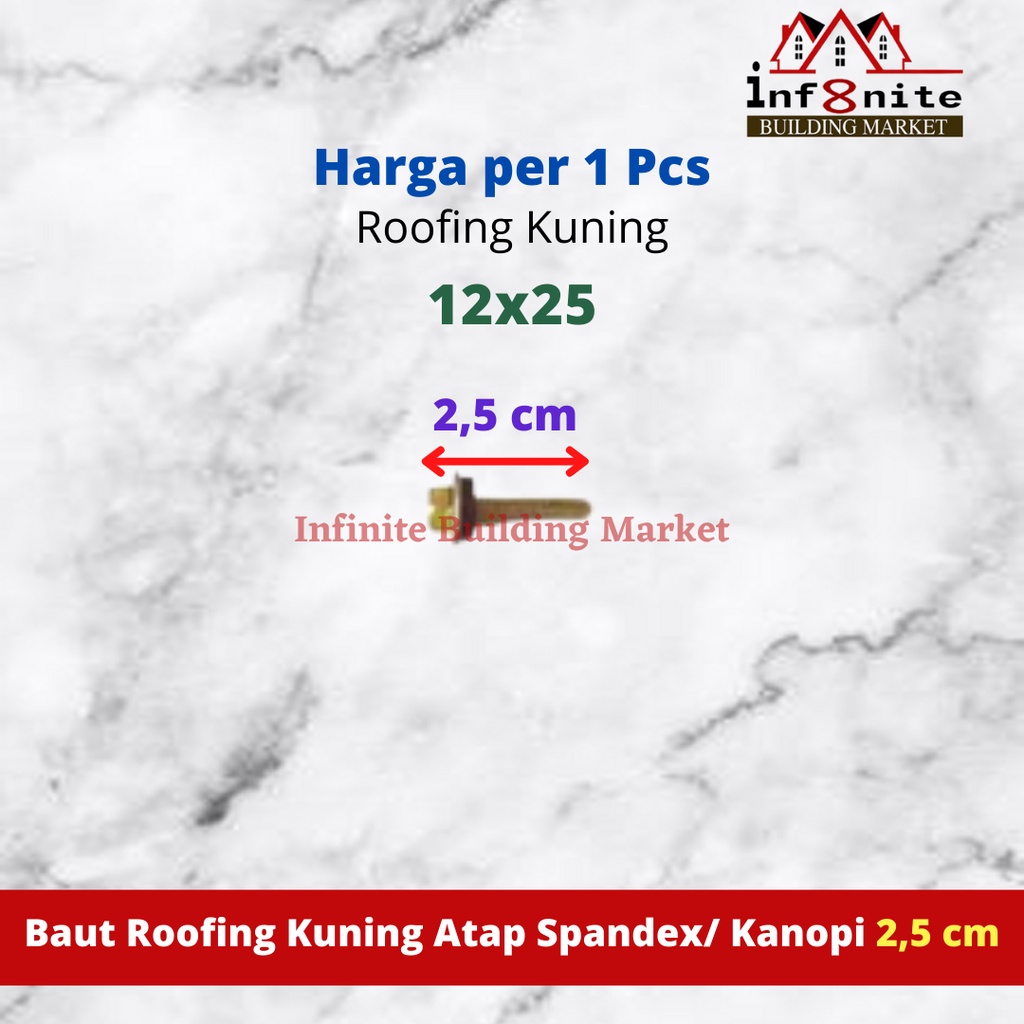 Jual Sekrup Skrup Roofing 12x25 Baut Ruping Atap Baja Ringan Kuning 2,5 ...