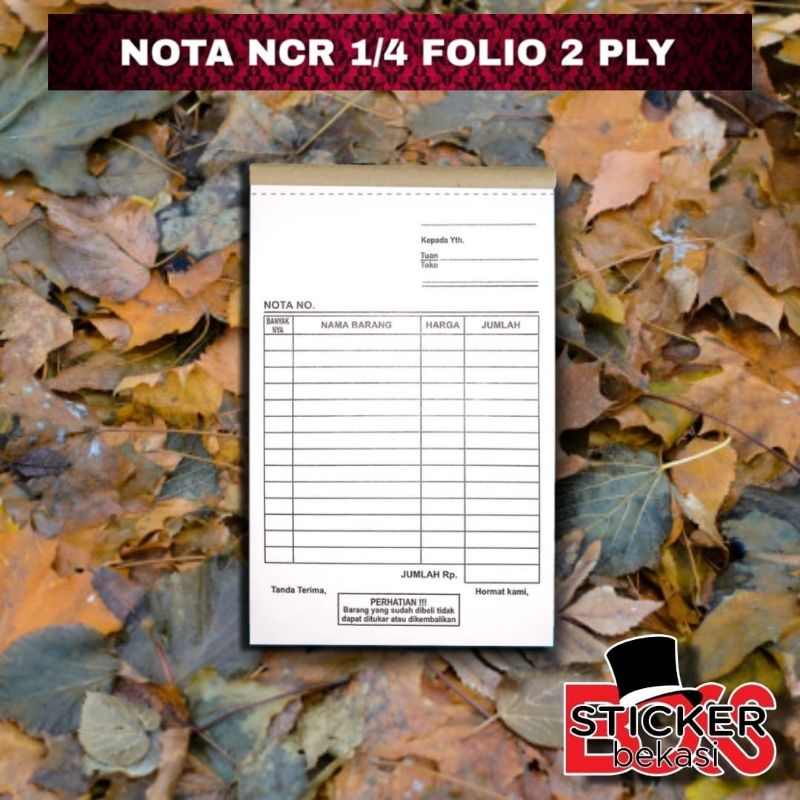 Jual NOTA KONTAN 1/4 FOLIO /NOTA POLOS NCR 2 PLY & 1 PLY UKURAN 1/4 ...