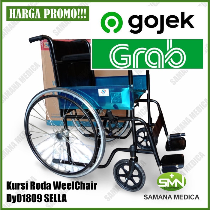 Jual Khusus Gojek Grab Kursi Roda Standar Sella Ky Black Steel Cat