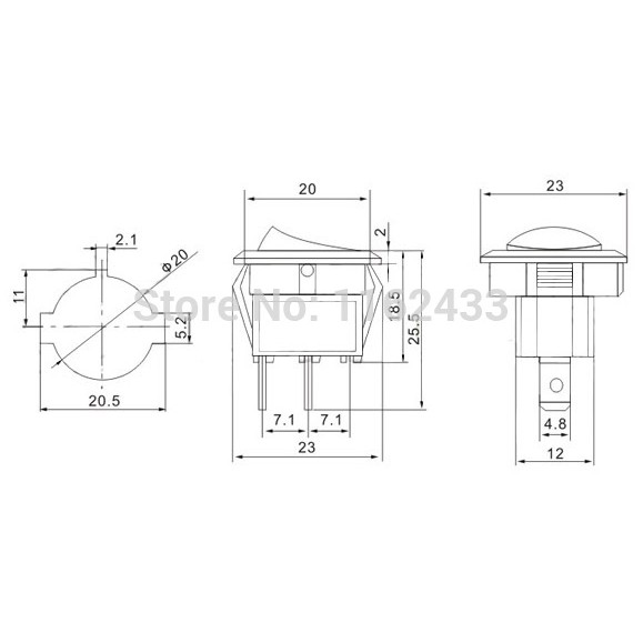 Jual Round Rocker Switch Saklar Bulat 3 Kaki Pin Power On Off KDC1 105 ...