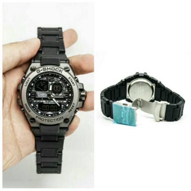 JAM TANGAN CASUAL G SHOCK G8600 METAL RANTAI MIKA DUALTIME HITAM GOLD BLACK