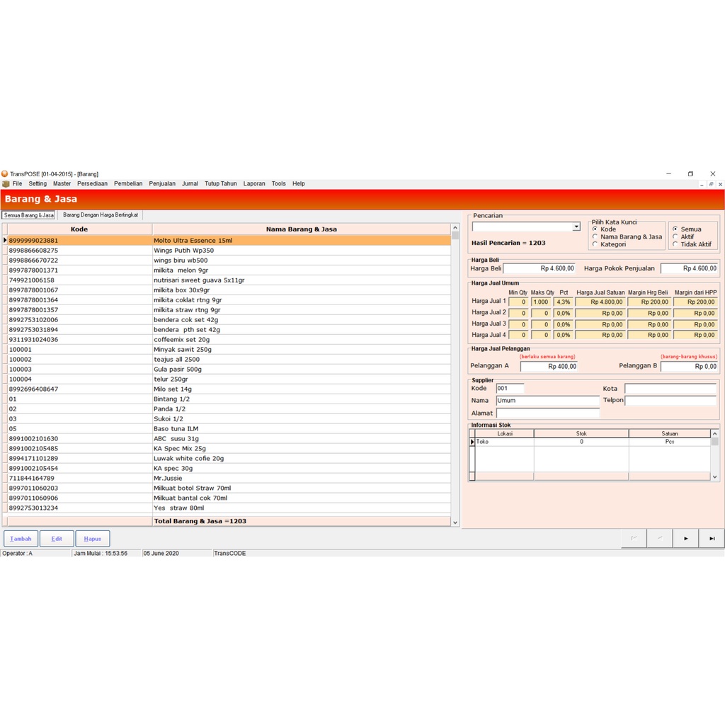 Jual Software Kasir Toko TRANSPOS ENTERPRISE Minimarket POS Update ...
