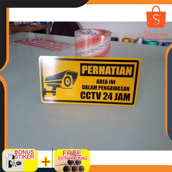 Jual Plang / Rambu Area dalam Pengawasan CCTV Plat Aluminium 40x20cm ...