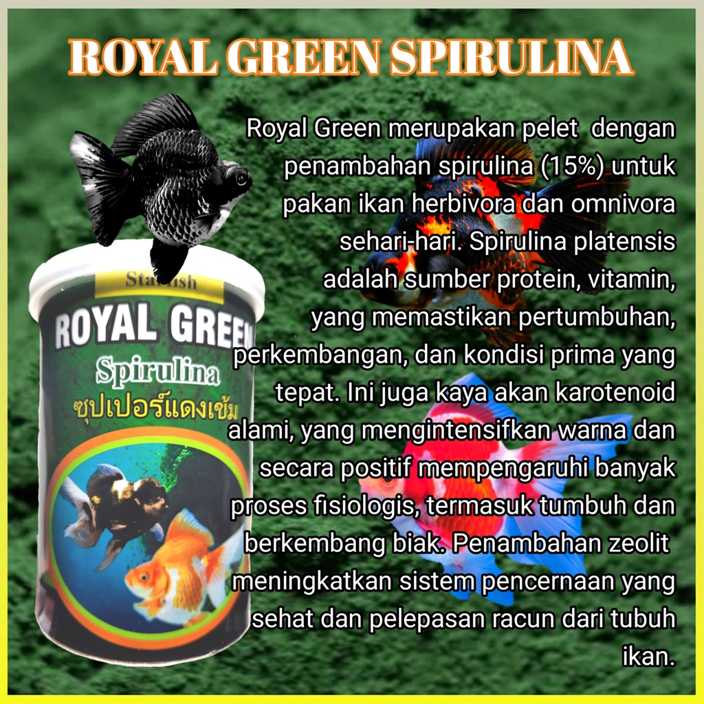 Jual ROYAL GREEN SPIRULINA PELET IKAN APUNG Shopee Indonesia