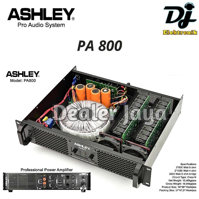 Jual Power Amplifier Ashley PA 800 / PA800 - 2 channel | Shopee Indonesia
