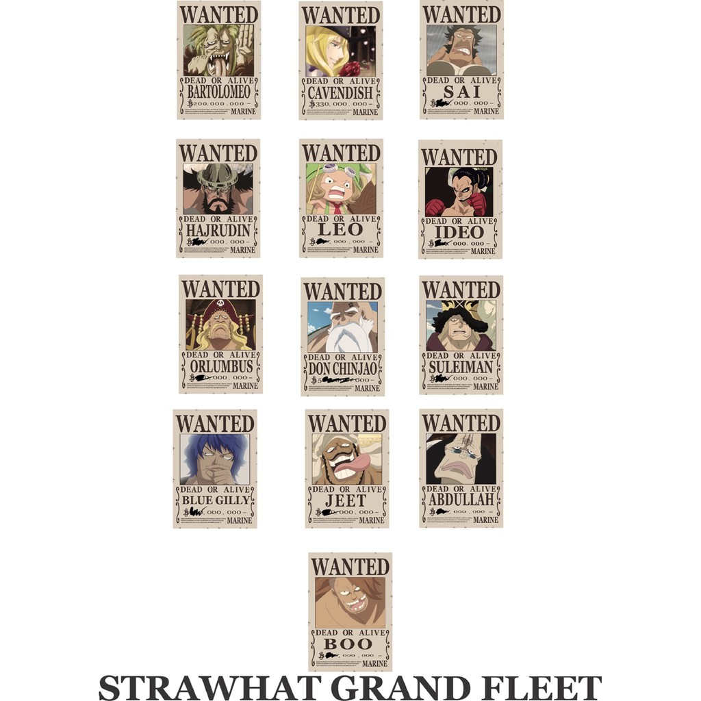Jual Poster One Piece Bounty STRAW HAT GRAND FLEET 1 Set isi 13