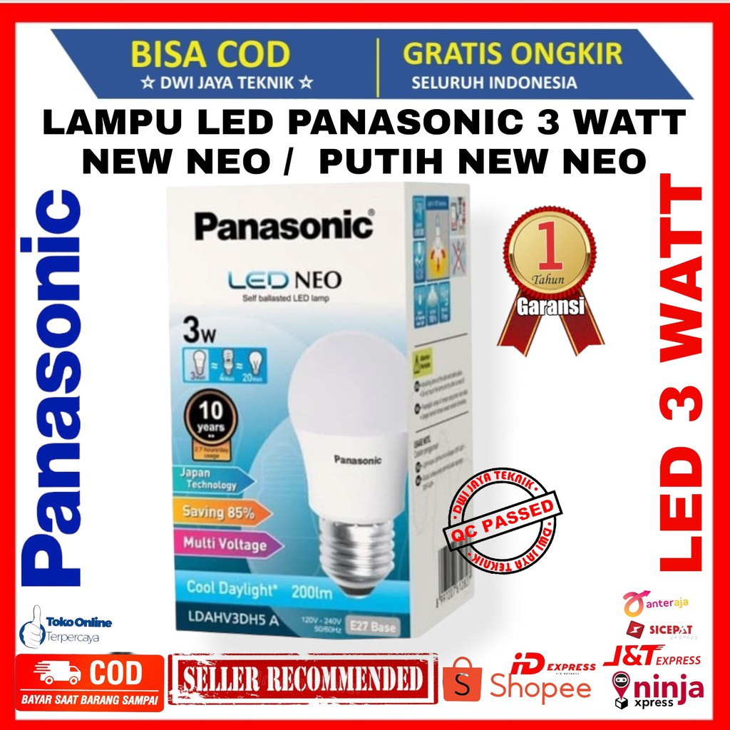 Jual Lampu Led Panasonic Watt New Neo Lampu Bohlam Led Panasonic W