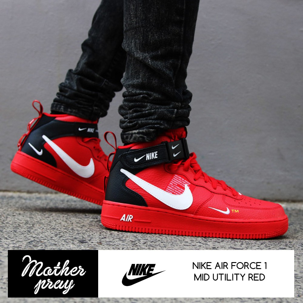 Nike air force 1 07 lv8 utility mid red hotsell