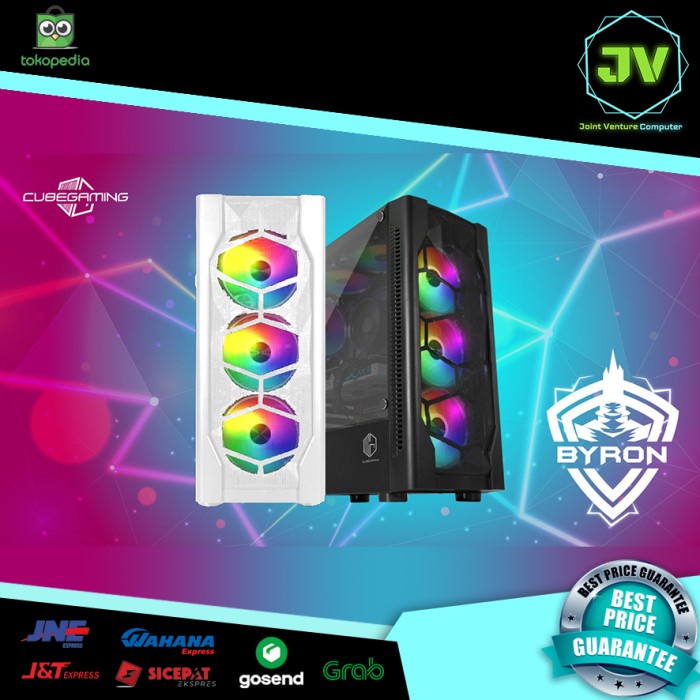 Jual CUBE GAMING BYRON BLACK / WHITE / Casing Pc Gaming Hitam