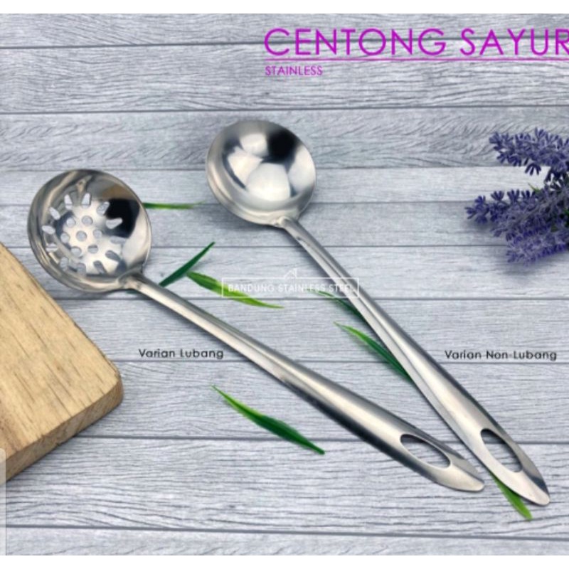 Jual Centong Sayur Sendok Kuah Soup Bahan Stainless Lubang Non Lubang