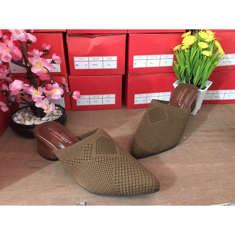 Jual Gravici Sepatu Slip On Mules Wanita Bahan Rajut Import Ar