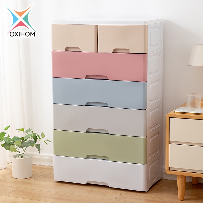 S6103A-S6107A Oxihom 60cm Wide Plastic Drawer Storage Cabinet 