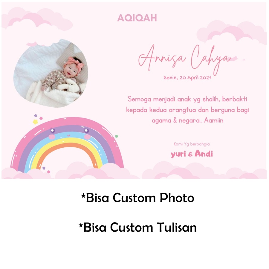 Jual Kartu / Stiker Ucapan Tasyakuran Aqiqah Kelahiran Anak Bayi ...