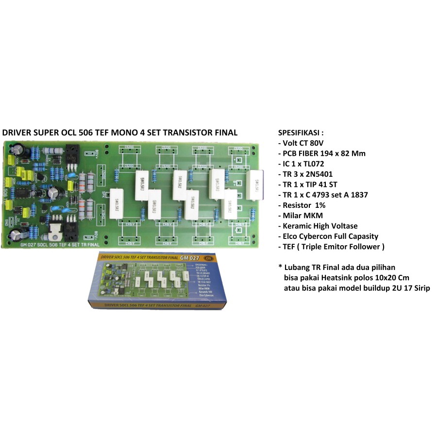 Jual DRIVER POWER SUPER OCL SOCL 506 TEF MONO 4 SET TR FINAL PCB FIBER